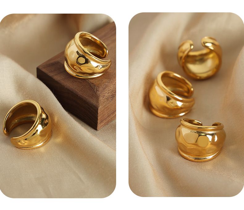 Nischendesign High-End-Ring Mode Vielseitig Titanstahl Vergoldet Persönlichkeit Temperament Offener Ring Schmuck Damen_voghion.com