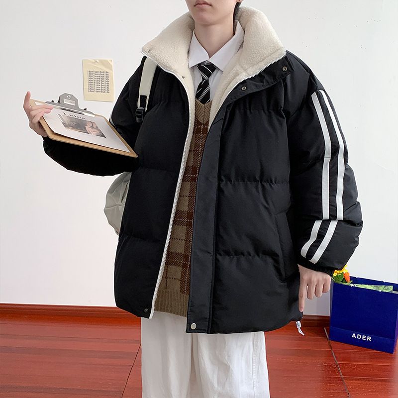 for Men New Simple Versatile Puffer Couple's Coat Winter Loose Plus Size Cotton Jacket Men's Clothing_voghion.com