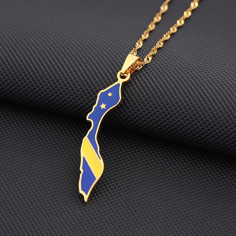 Vendite calde SONYA Smalto Goccia Olio Curacao Mappa Bandiera Collana Pendente Per Donne Ragazze Acciaio Inossidabile Gioielli Etnici Festa di Compleanno_voghion.com