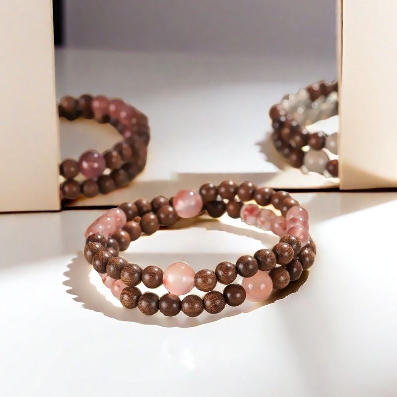 Beaded Bracelets Gold Silk Sandalwood Bracelets Ethnic Style Jewelry Ice Floating Red Hand Jewelry Gray Agate Strawberry Crystal Crystal Bracelet_voghion.com