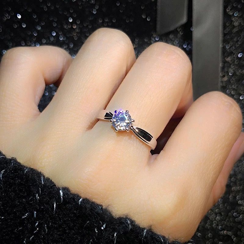 Rosaguld diamantring til kvinde 1 karat frieri bryllupsgave japansk og koreansk blæksprutte diamantring med diamant til studerende_voghion.com