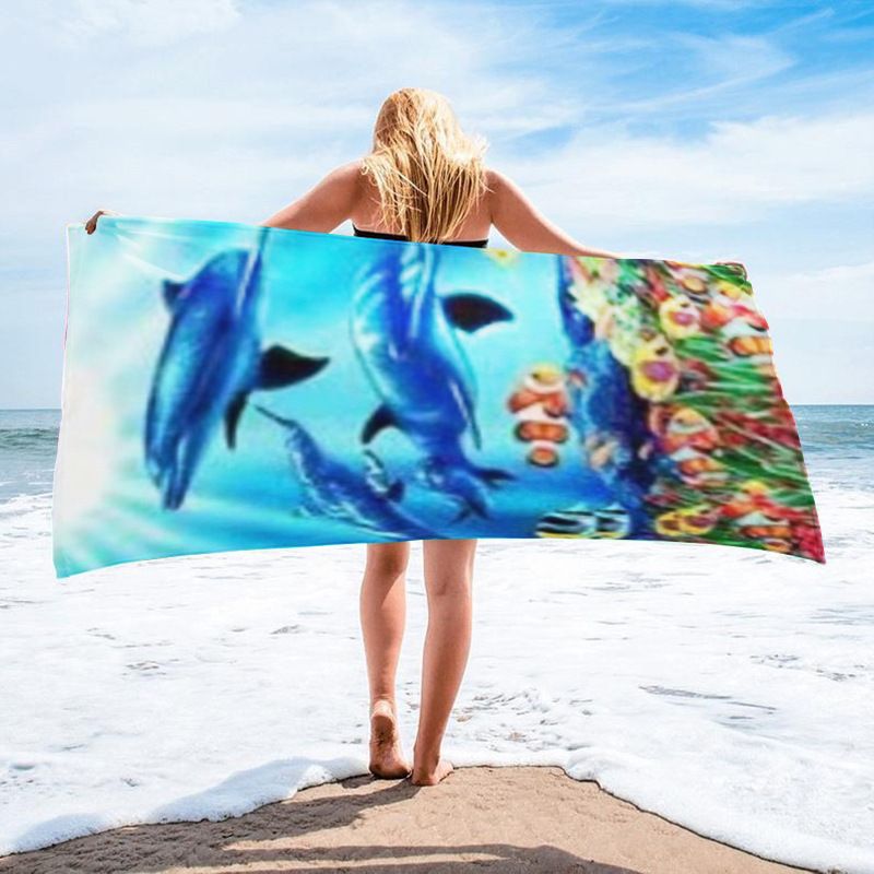 Asciugamani da spiaggia alla moda estiva Asciugamani stampati Asciugamani da spiaggia per le vacanze in spiaggia Assorbono l'acqua_voghion.com