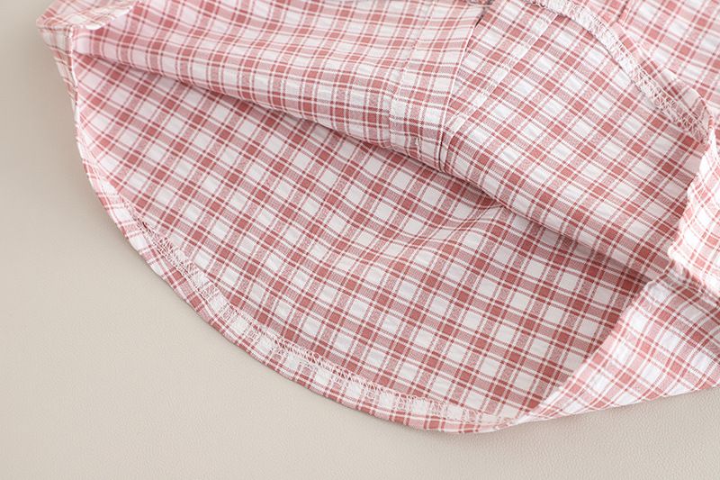 Camicia a quadri per bambini con etichetta piccola, a maniche corte, abbigliamento per ragazzi, abbigliamento estivo per neonati, pantaloncini, set due pezzi alla moda_voghion.com
