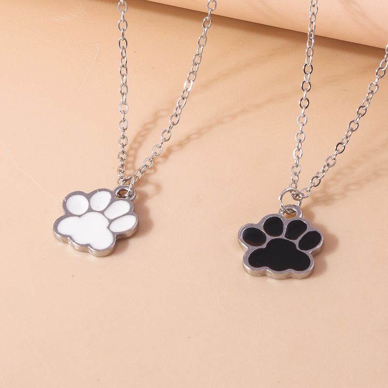 Vendite calde Carino smalto cane gatto zampa collane per donne uomini BFF migliori amici coppia abbinato ciondolo collana set regali di compleanno_voghion.com