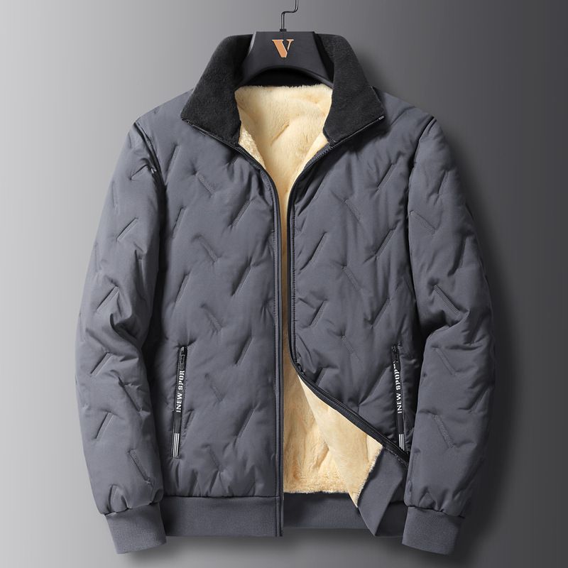 Men's Lamb Wool Winter Thickened Down Coat Warm Stand Collar Middle-aged Dad's Cotton Padded Jacket_voghion.com
