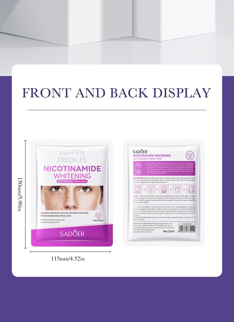 SADOER Niacinamide Whitening And Freckle Removal Mask 25ml Single Piece Hydrating And Moisturizing Serum_voghion.com