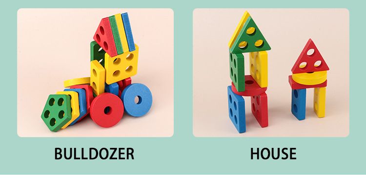Montessori fa geometriai alakzat öt oszlopkészlet blokkok összeszerelése gyermekek felvilágosodás korai nevelés puzzle játékok_voghion.com