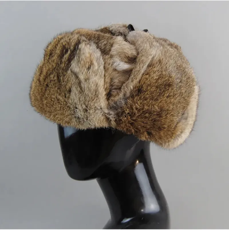 BeanieSkull Boné Masculino Bomber Natural com Protetores de Orelha Inverno Unissex Quente Chapéu Ushanka Russo Chapéus de Pele de Coelho Verdadeira 231017_voghion.com