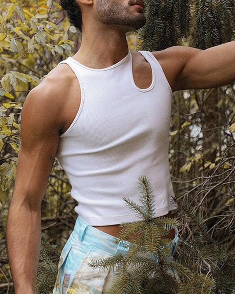 Mann kleidung der Persönlichkeit weste hohl sexy ärmelloses T-shirt engen männer der böden_voghion.com