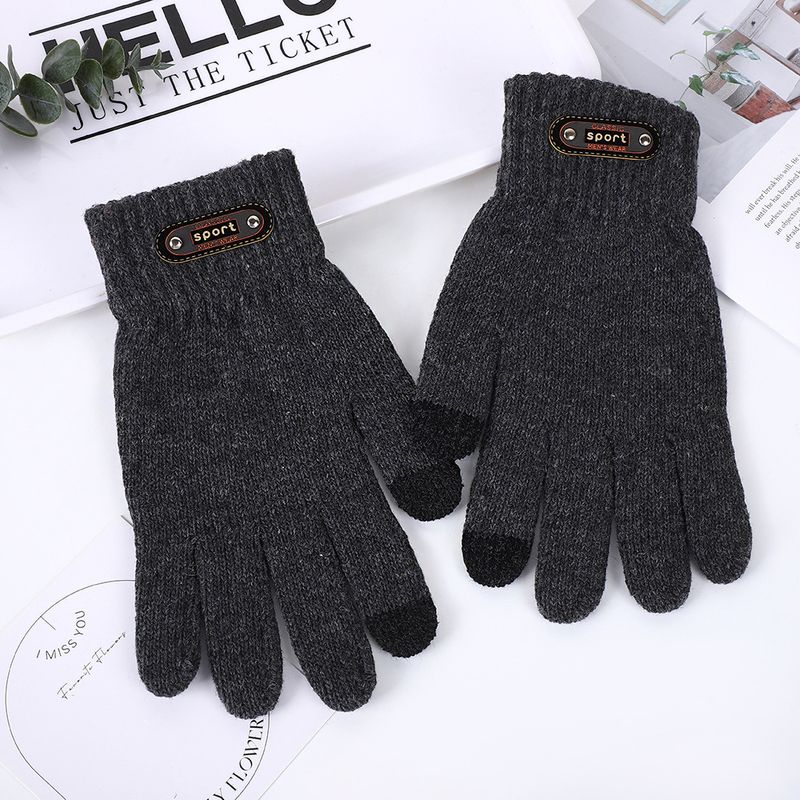 Autumn Winter Fleece-Lined Thickened Men's Outdoor Casual Fishing Cycling Cold-Proof Windproof Knitted Wool Warm Gloves_voghion.com