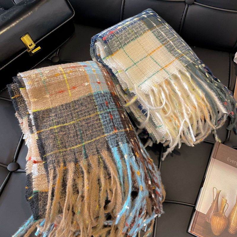 Sciarpa scozzese autunno inverno nuova per donna in stile coreano, moda versatile, cashmere spesso e caldo_voghion.com