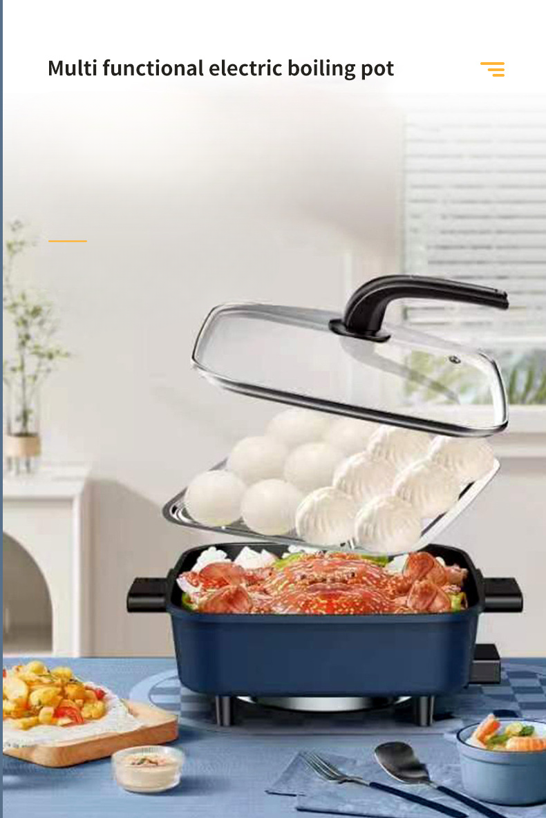 Multi functional Korean style cooking household frying pan, integrated non stick pot, electric hot pot_voghion.com
