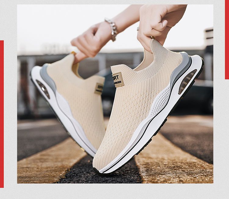 Chaussettes de printemps, chaussures respirantes pour hommes, chaussures décontractées confortables, semelles souples, baskets de course à une pédale_voghion.com