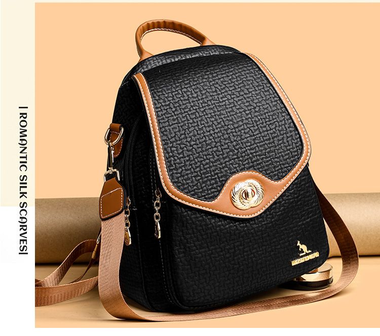 2024 New Fashionable Women's Bag, Small Texture Backpack, Female Buckle, Versatile, Single Shoulder_voghion.com