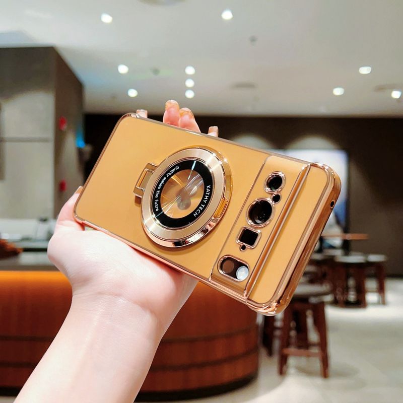 Coque de téléphone plaquée en forme de cœur sur le côté pour Google Pixel 10, 9 Pro XL, 8 Pro, 8A, 9A, 7A, 10 Pro et 9 Pro XL ; protection d'objectif et support inclus._voghion.com