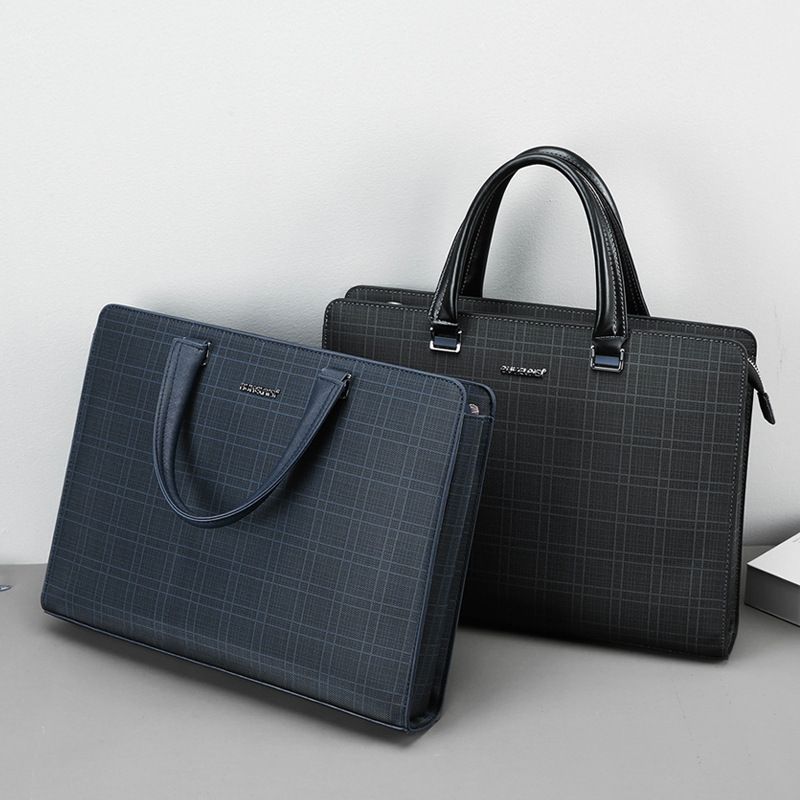 Borsa a tracolla singola orizzontale per laptop, da uomo, in stile coreano, con motivo scozzese, nuova moda_voghion.com