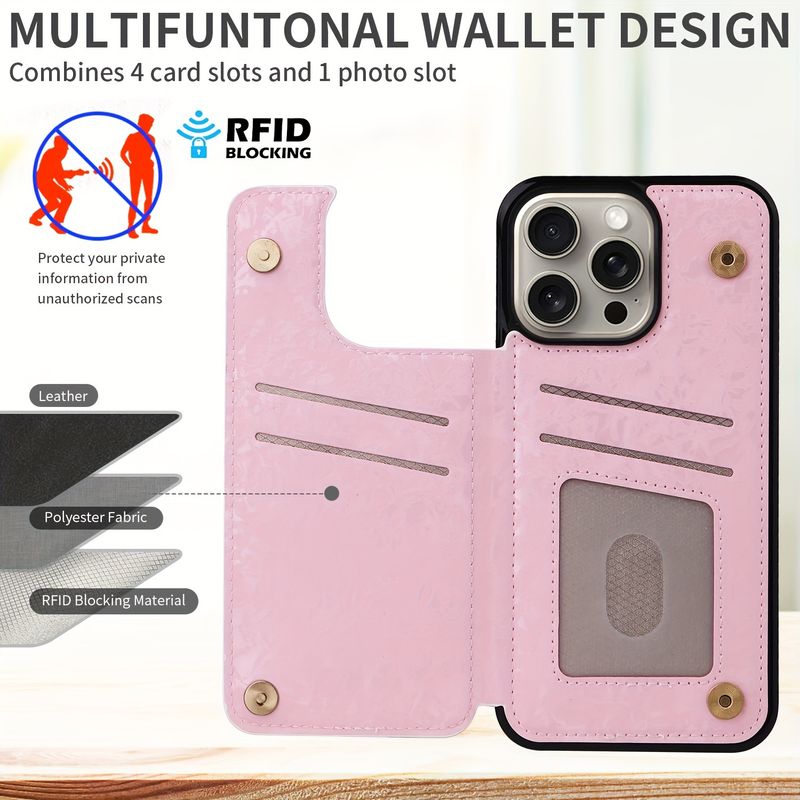 Floral Wallet Case for 15/14/13/12/11 Pro Max, XS Max, XR, SE, 8, 7, 6s Plus - Premium PU Leather Flip Folio with Card Holder, Kickstand, Card Slots,_voghion.com