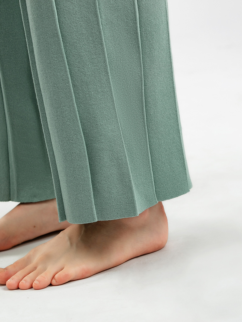 Chaleco sin mangas de color liso para mujer, suéter, pantalones de pierna ancha, traje de seda de hielo de talla grande_voghion.com