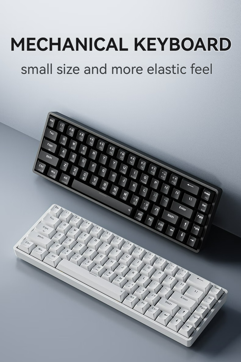 Wireless Bluetooth Mechanical 68 Keys Small Size Full Key Coict-free Office Game Keyboard For WIN/iOS/Android_voghion.com