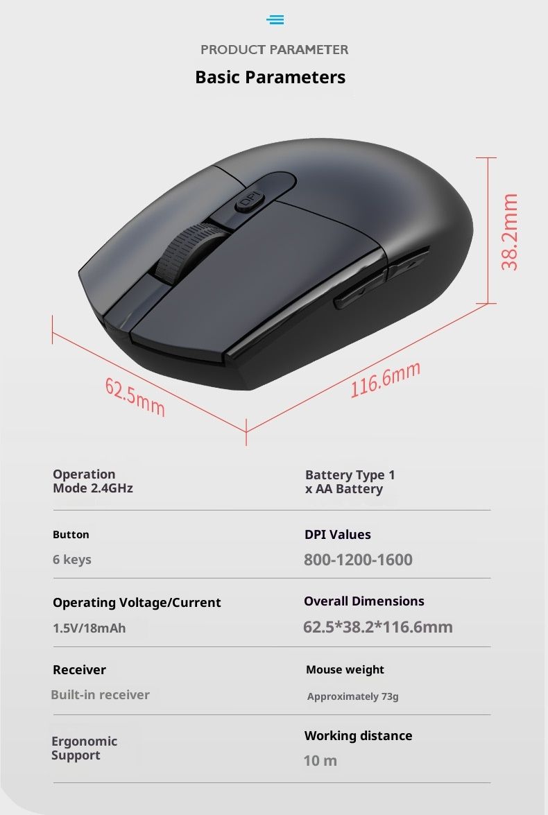Digitex Digitex Wireless 6-key Business FVG304 Office Notebook Desktop Computer E-sports Game Gaming Mouse Wholesale_voghion.com