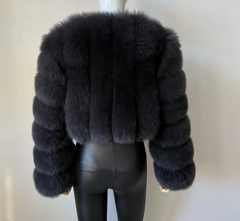 Cappotto da donna in finta pelliccia di volpe, spesso, corto, in finta pelliccia, a maniche lunghe_voghion.com