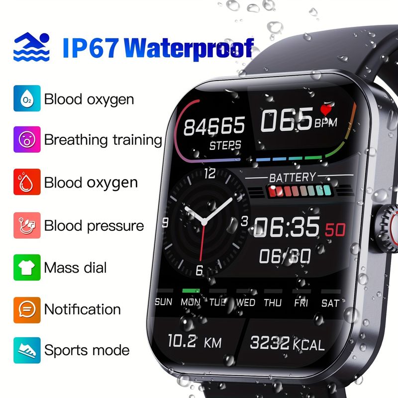 Blood Glucose Monitoring Smartwatch - Fitness Tracker With Blood Pressure, Blood Oxygen Tracking - Heart Rate Monitor | Calorie Step Counte_voghion.com
