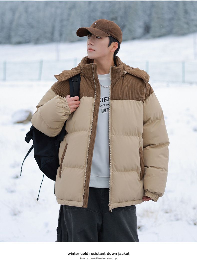 Verdickte Winterjacke für Herren und Damen mit abnehmbarer Kapuze – gemütlicher, mit Fleece gefütterter Baumwollmantel für Teenager und Erwachsene_voghion.com