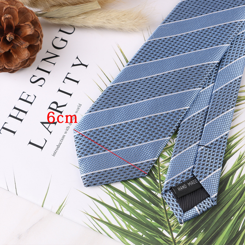 Men's trendy business casual narrow version 6cm polyester jacquard tie solid color striped formal wear factory direct supply ready stock_voghion.com