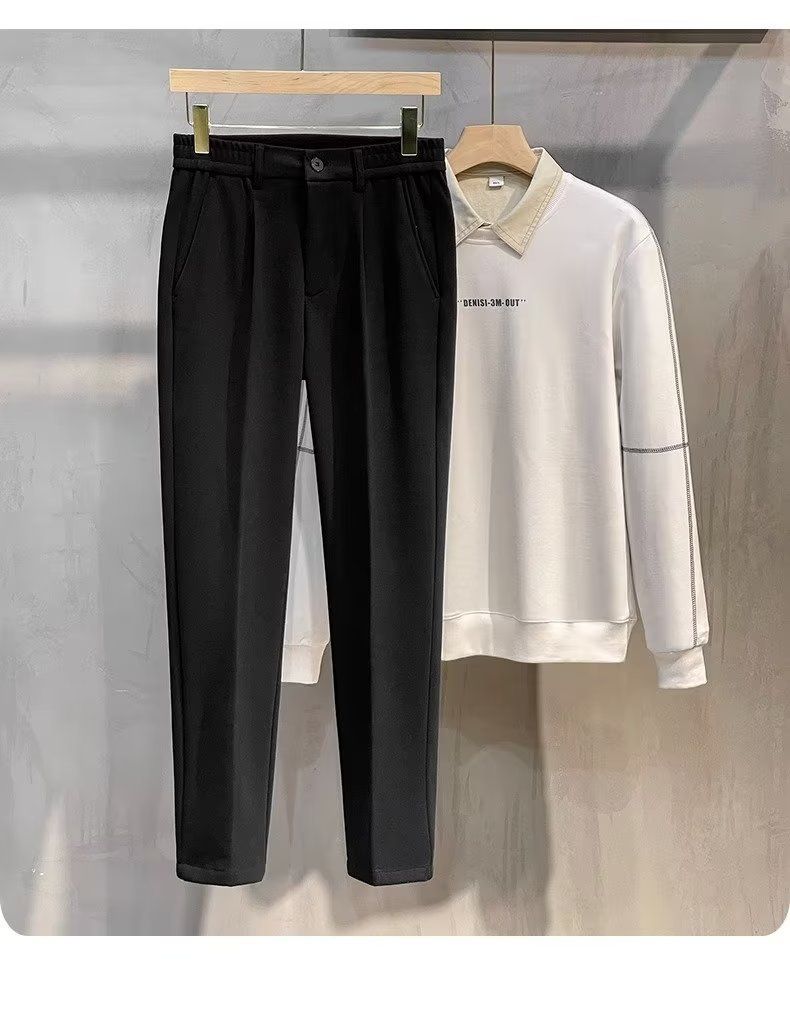 Yün Pantolon Erkek İlkbahar Ve Sonbahar Düz Dokuz Noktalı İnce Kesim Üst Sınıf Pantolon İş Gündelik Pantolon Erkek Pantolon Sonbahar Ve Kış_voghion.com