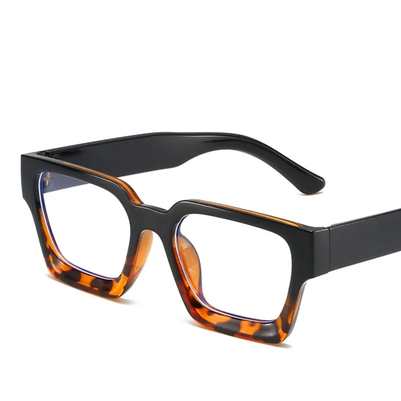 Fashion Thick Edged Square Computer Eyeglass Women Men Anti Blue Light Plain Glass Vintage Colorful Oversized Optical_voghion.com