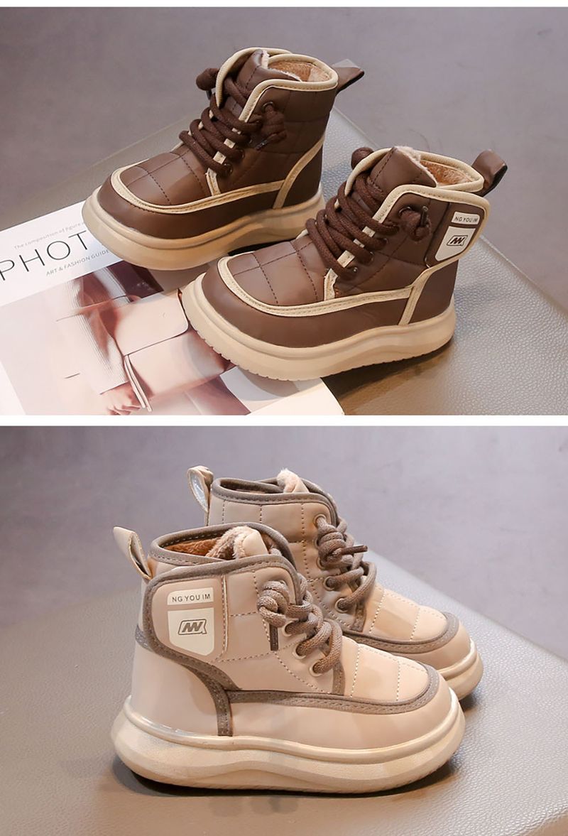 2024 Trend Mode Kinder Schnee Anti-rutschig Teenager Mädchen Plüsch Stiefel Weich-Sohlen Kunstpelz Baumwolle Schuhe für Jungen_voghion.com