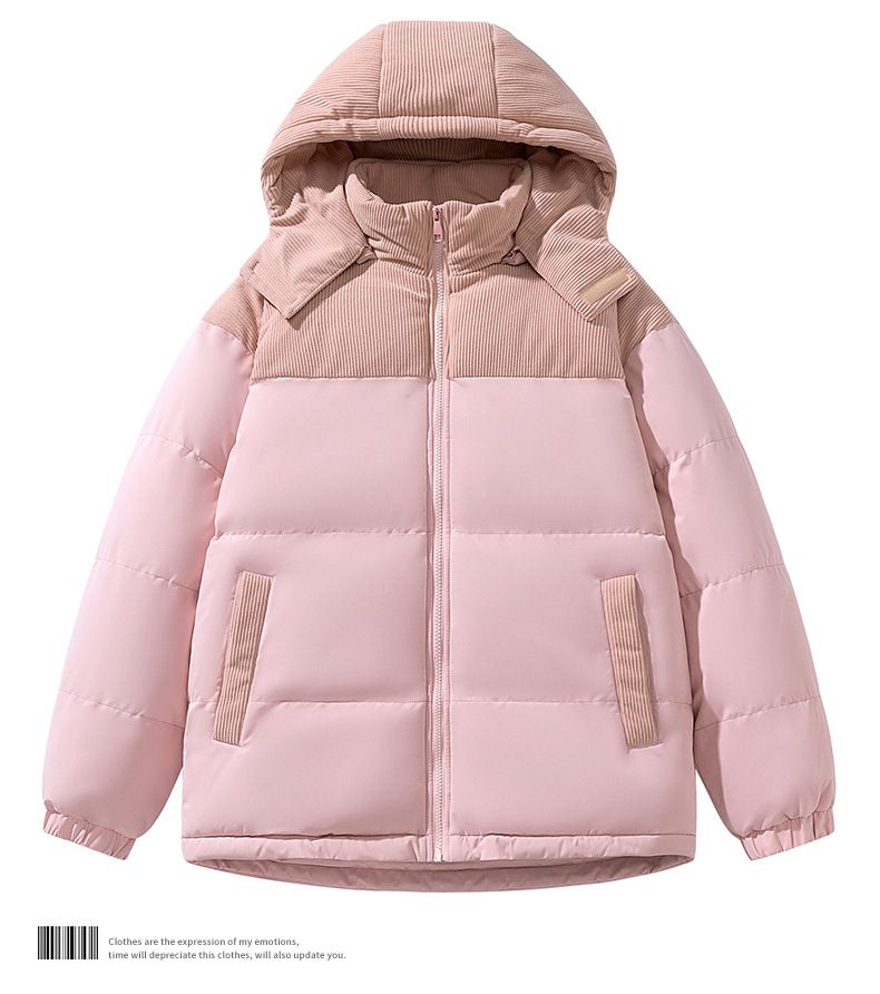 Cappotto imbottito in cotone a coste da uomo, cappello rimovibile in tinta unita, giacca imbottita in cotone da uomo_voghion.com