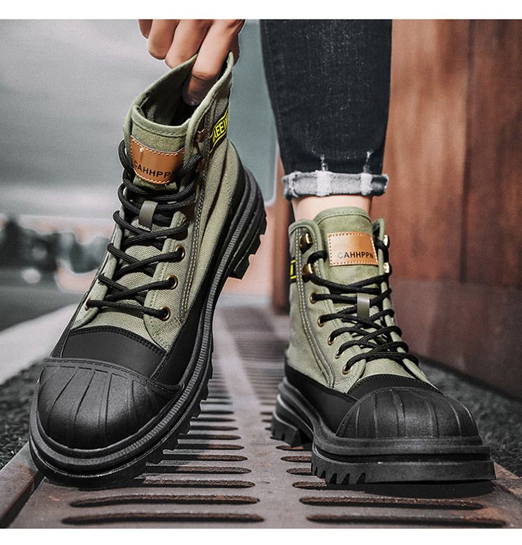 Martin Boots Herren High Top Spring Dickbesohlte Canvas Freizeitstiefel Herren Arbeitskleidung All Match Motorradstiefel_voghion.com
