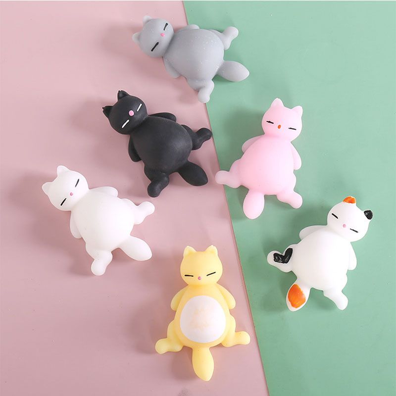5 Stück Katzen-Quetschspielzeug, schöne Cartoon-Kätzchen-Puppenfigur, Kneifspielzeug, Stressabbau, weiche TPR-Neuheit, Tierpuppen, zerquetscht Anti-Stress-Spielzeug, Partygeschenk_voghion.com