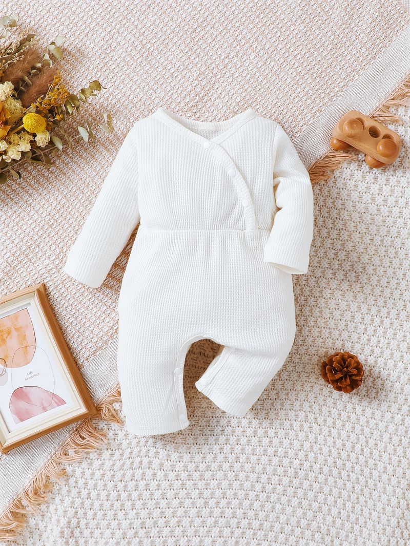 Kids’ Clothing Ins Popular Baby Girl Jumpsuit Solid Color Long Sleeve Long Leg Romper_voghion.com