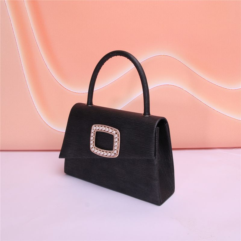 Unique Design Oblique Flap Handbag PU Material Square Diamond Inlaid Diamond Jewelry Personality_voghion.com
