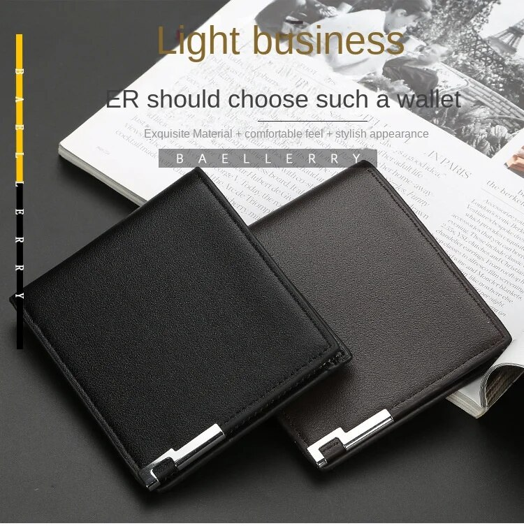 Wallet Men Short Iron Edge Ultra-thin Youth Men's Wallet Trendy Horizontal Card Holder_voghion.com