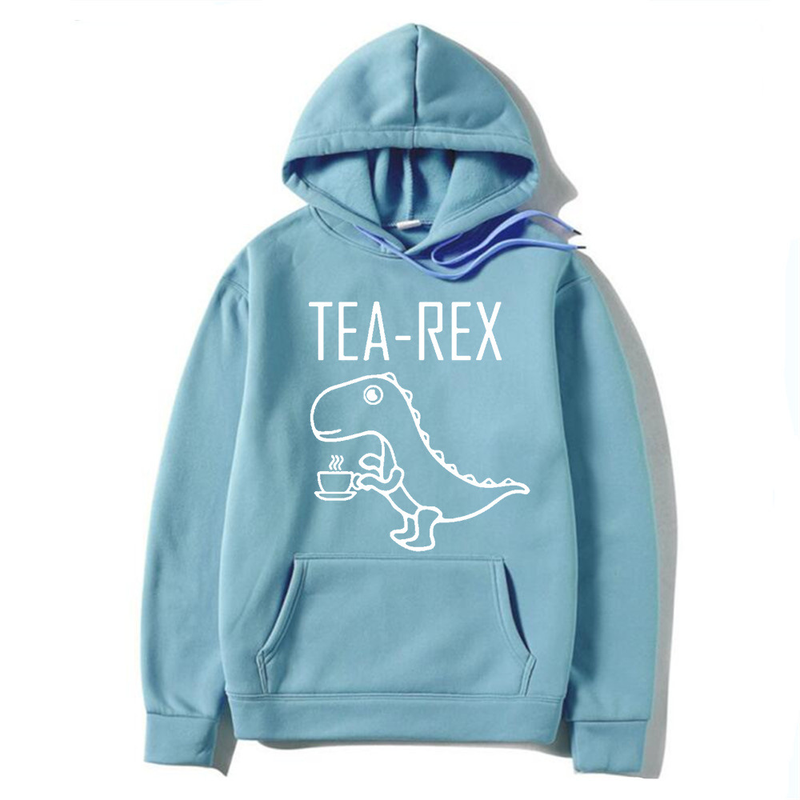 Nuovo simpatico dinosauro che beve caffè Maglioni da uomo e da donna con cappuccio di tendenza di strada_voghion.com