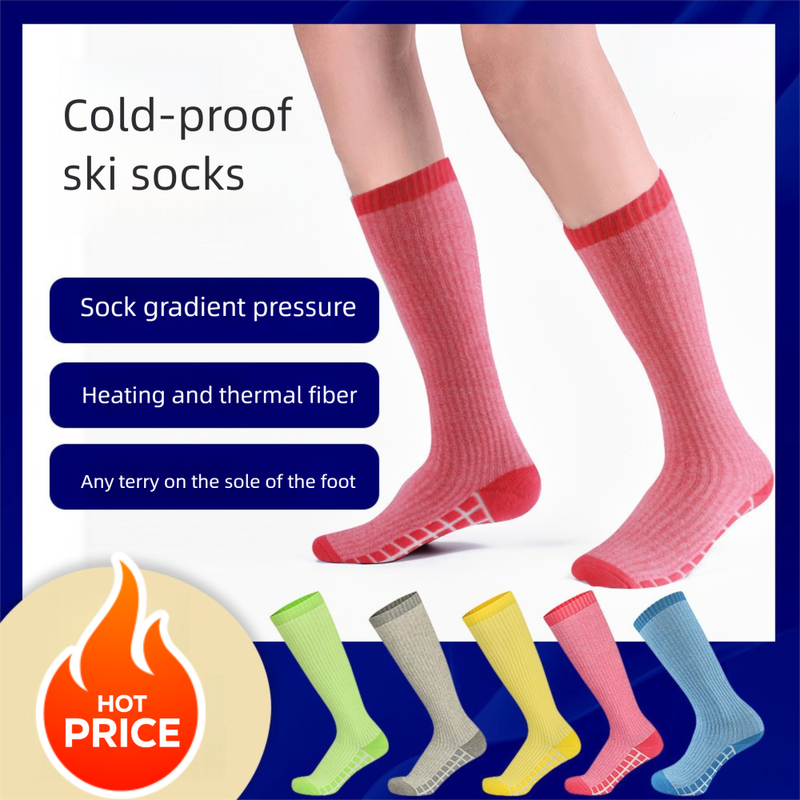 Calzini da sci alti da donna, sportivi, da alpinismo, in pile spesso, caldi, antivento e antifreddo_voghion.com