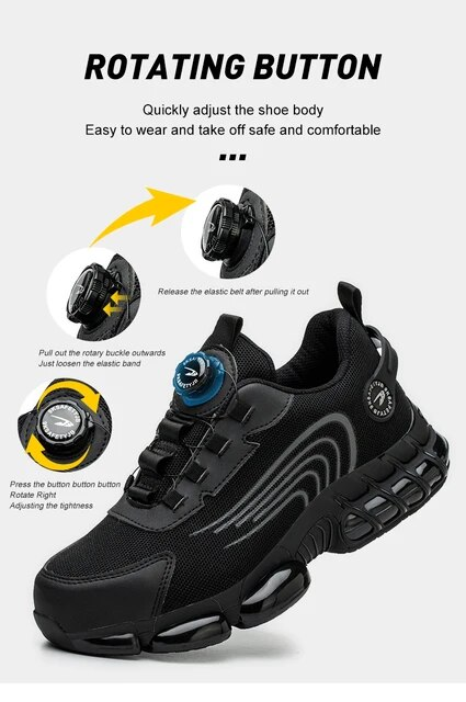 Rotating Button Safety Shoes Men Work Sneakers Indestructible Shoes Puncture-Proof Protective Shoes Work Boots Steel Toe Shoes_voghion.com