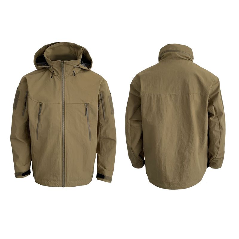 AUTOCUP Military Bird Hard Shell Jacke mit Kapuze, dreifach wasserdichtem Reißverschluss, steife, kurze, weite Outdoor-Jacke für Herren_voghion.com