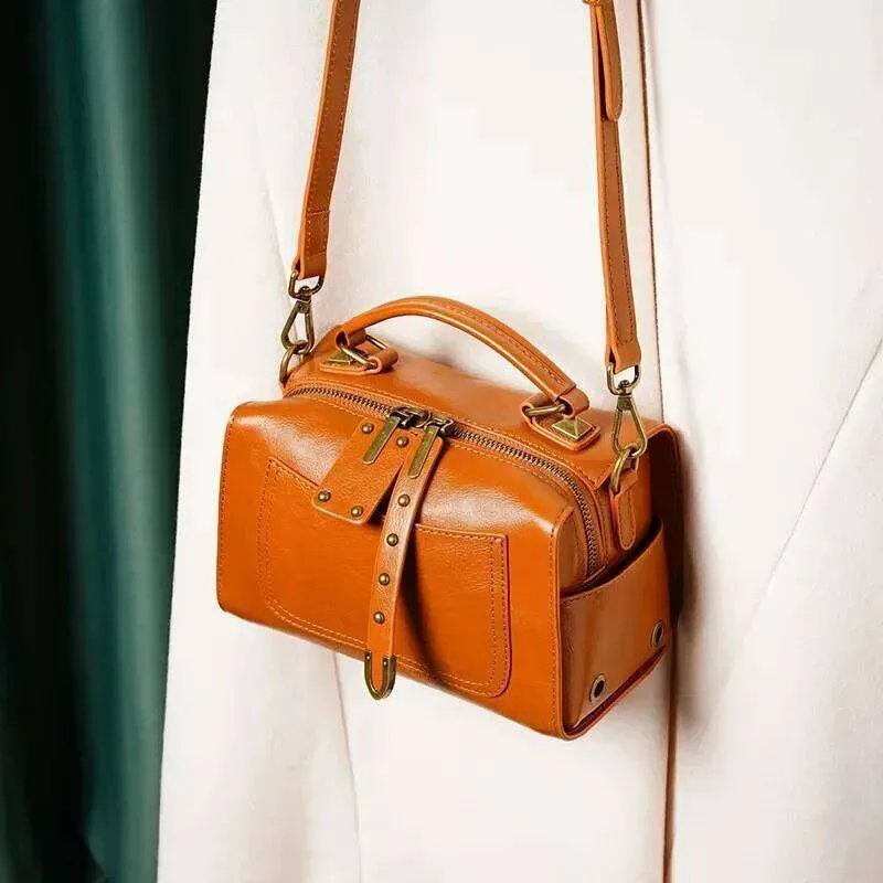 Genuine Leather Designer Bags For Women Office Ladies Sling Female Pillow Bag_voghion.com