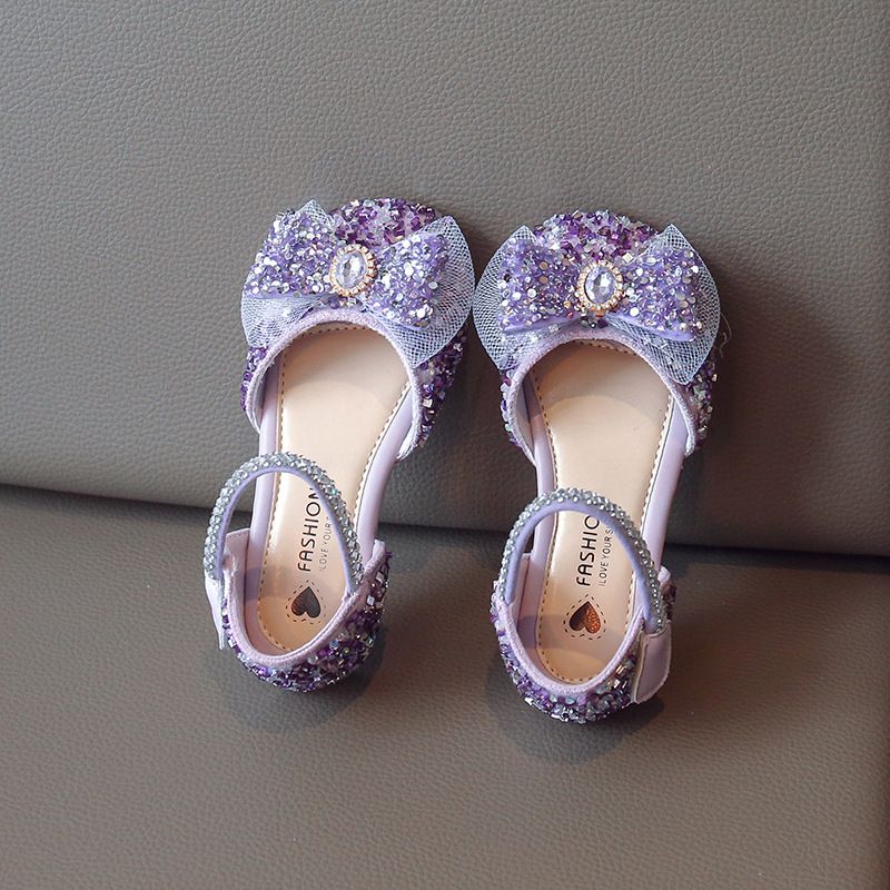 Baotou-Sandalen für Mädchen, kleine Leder-Kristallsandalen für Kinder, Frühling/Sommer 2024, Schleife für kleine Mädchen, weiche Sohle_voghion.com