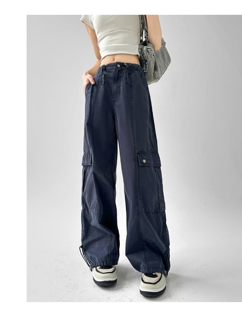 Dynamische werkbroek voor meisjes, lente- en zomerhiphop voor dames, enkelband, losvallend Amerikaans model, wijde pijpen, High Street_voghion.com