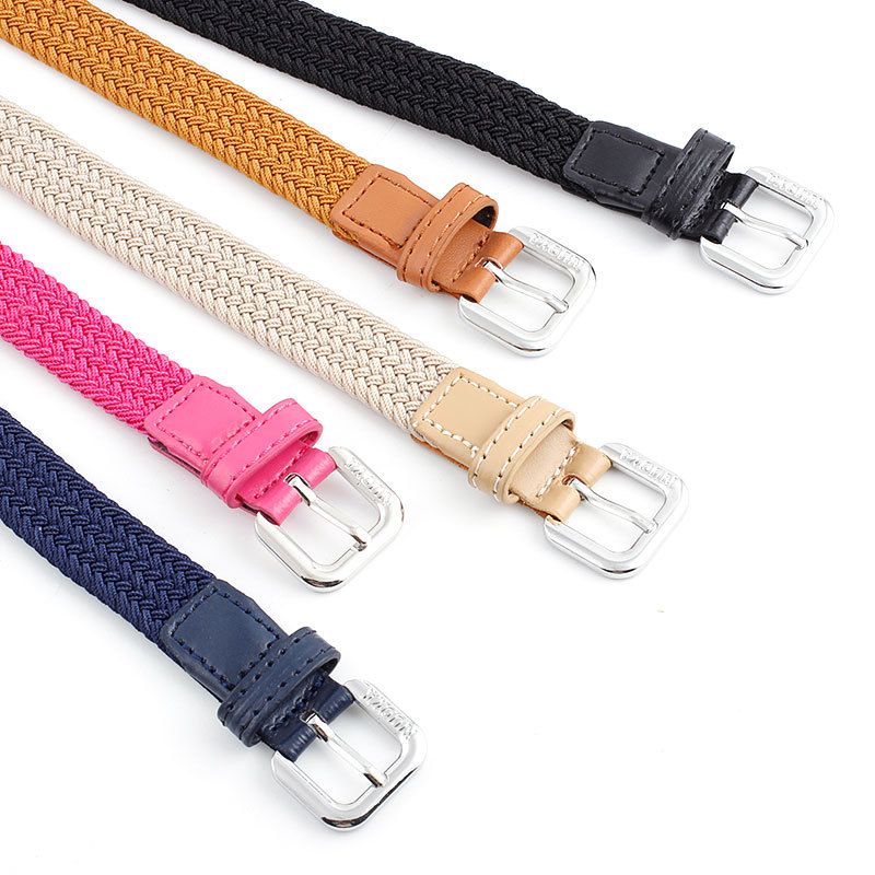 Cinturón de lona elástica tejida con hebilla de aguja, nuevo, estilo casual versátil para hombres y mujeres._voghion.com