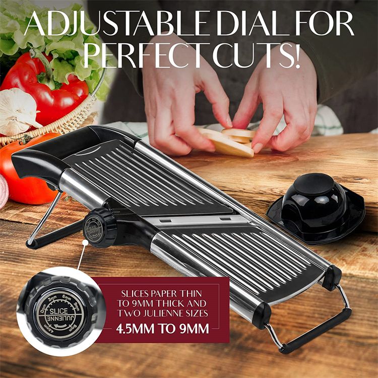 LMETJMA Verstellbarer Mandolinenschneider Aus Edelstahl, Gemüseschneider, Zerkleinerer Für Kartoffeln, Tomaten, Zwiebeln, Karotten, JT213_voghion.com