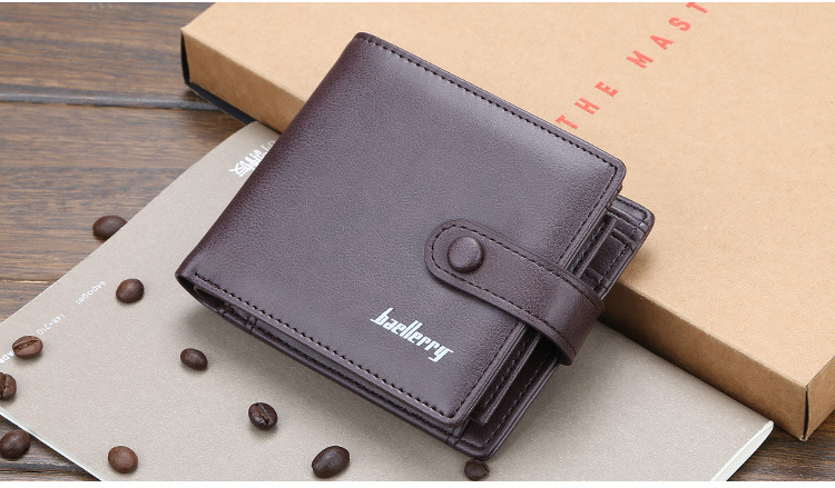 Cartera para hombre versión baellerry corta con múltiples ranuras para tarjetas y hebilla monedero horizontal cartera suave moderna e informal_voghion.com