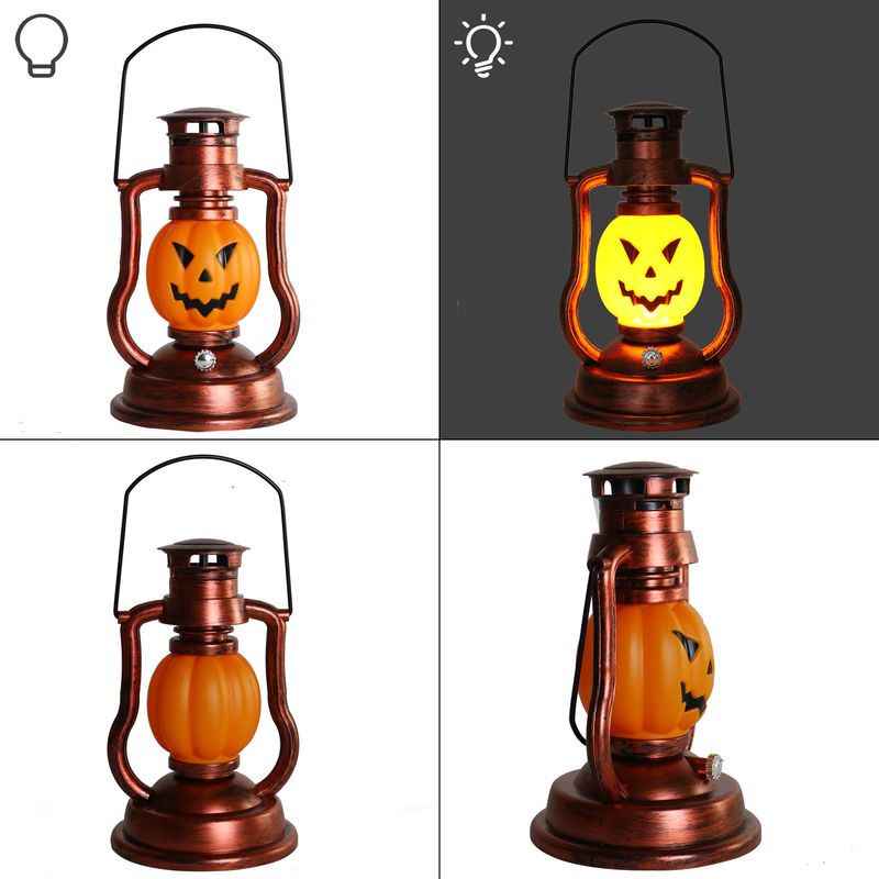 Cross Border Skull Pumpkin Lantern Halloween Battery Lantern Outdoor Garden Camping LED Portable Kerosene Lamp_voghion.com