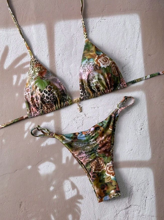 Maillot de bain fendu pour femme, sexy, imprimé, à lacets, dos nu, style rétro_voghion.com