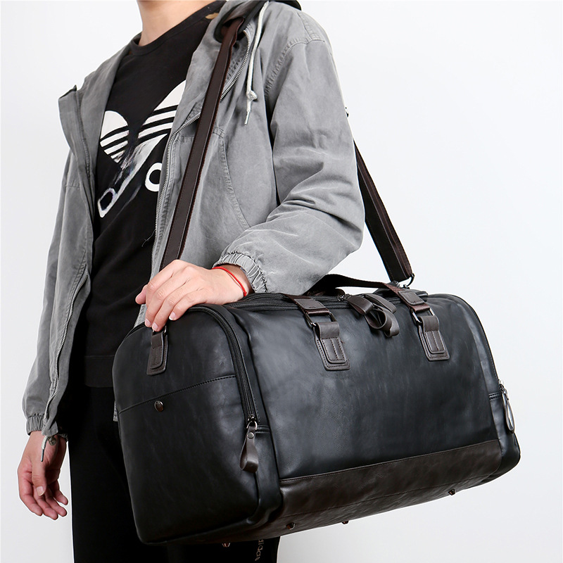 Borsa da viaggio oversize in pelle PU da uomo, borsa da viaggio d'affari, zaino da viaggio, borsa a tracolla a mano_voghion.com